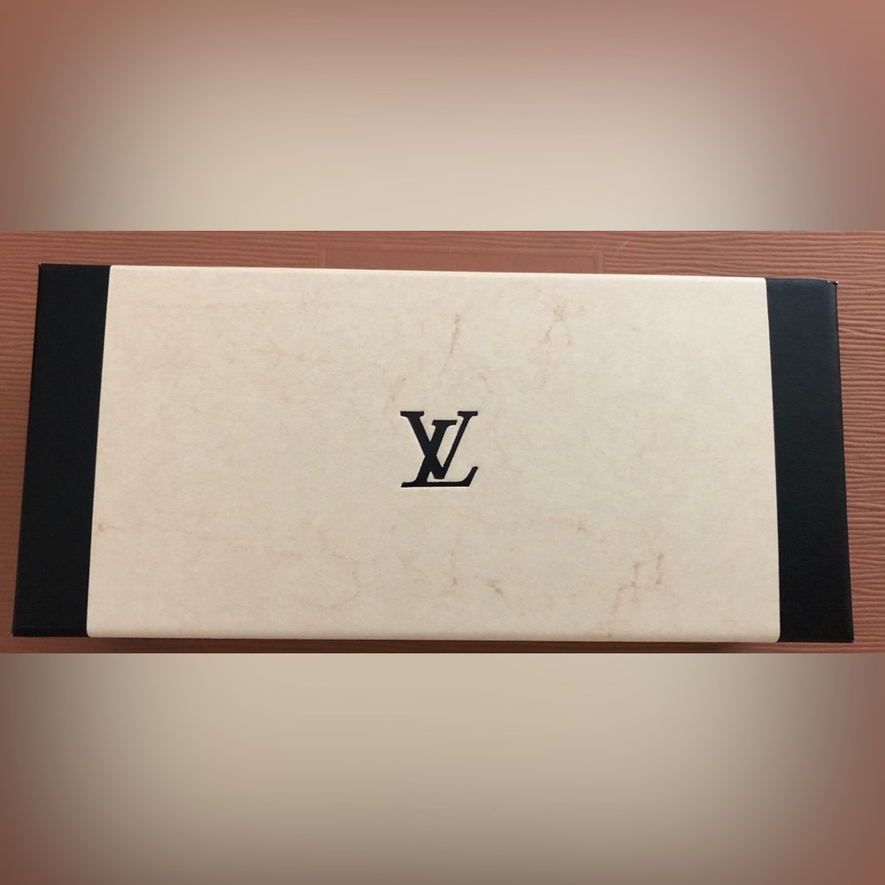 Louis Vuitton Cream Box with Black LV Monogram Holds 2 Pens